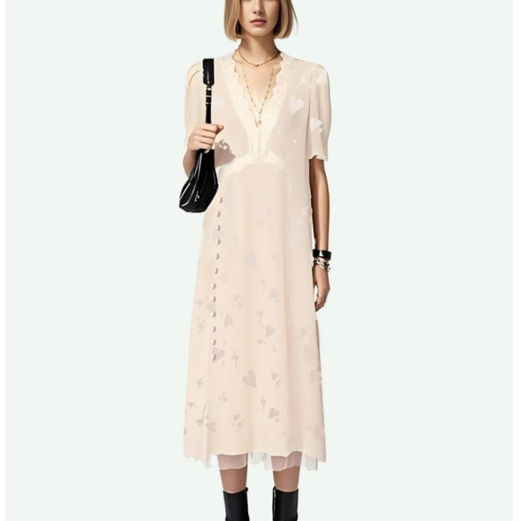Zadig & Voltaire Dresses & Skirts - Zadig & Voltaire Ravir Silk Midi Lace Dress